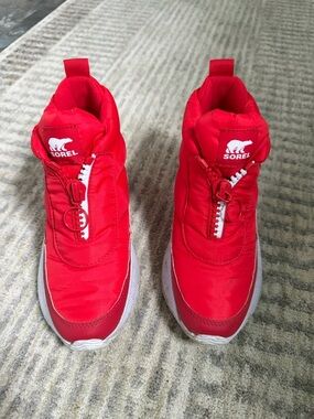 Sorel Red Waterproof Zip-Front Winter Insulated Sneaker-Boots